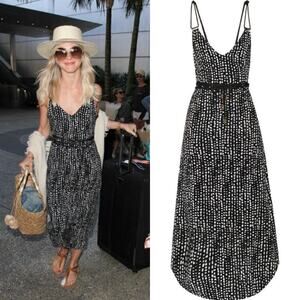 VIX PAULA HERMANNY Dots Thai Printed Voile Dress Medium Vacation Resort‎ Summer